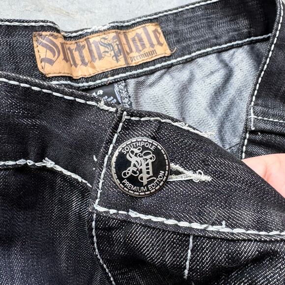 Rare Size EXTRA Baggy Southpole Raw‎ Black Denim Jeans - Picture 5 of 6